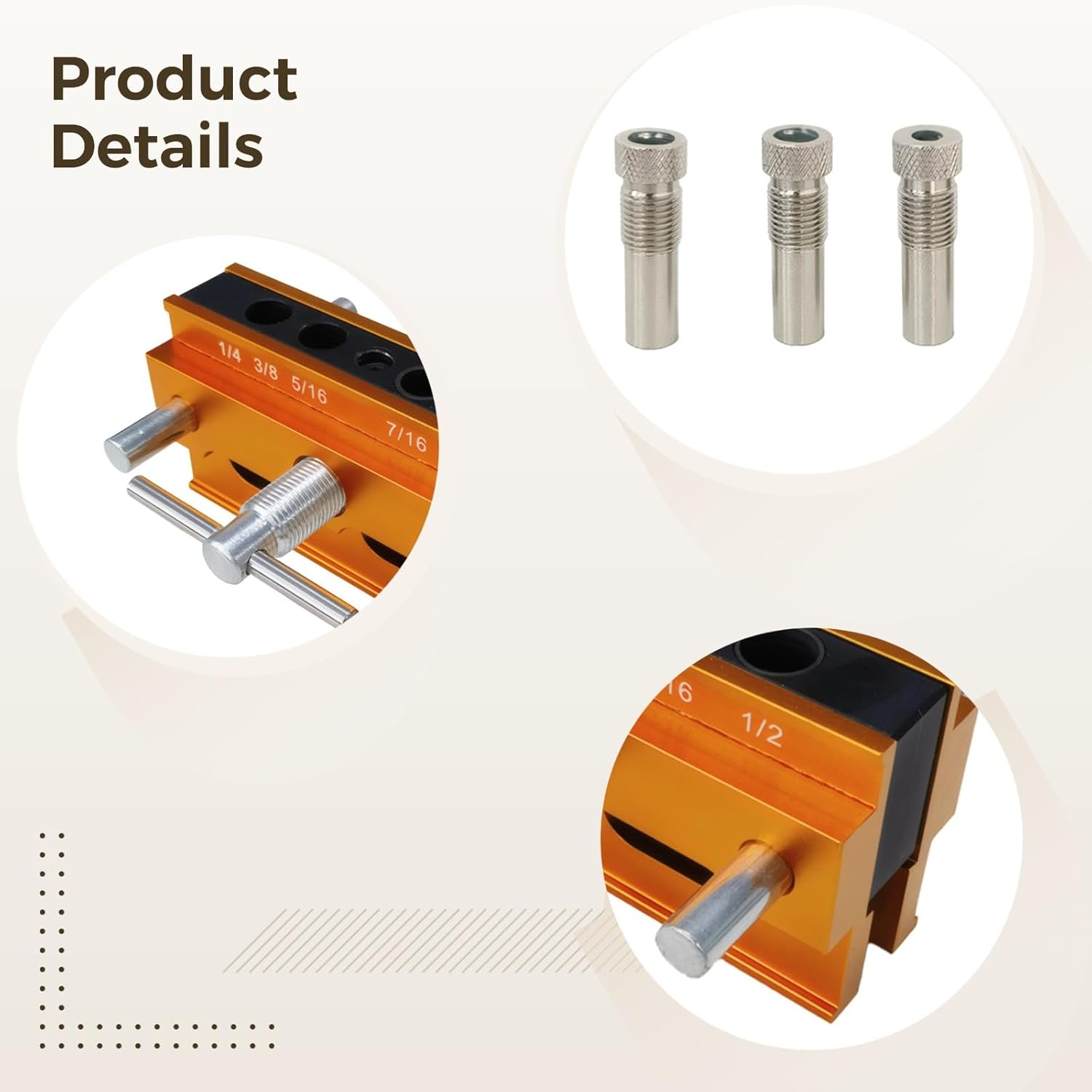 Dowel Jig Kit for Woodworking, Aircraft Grade Aluminum Alloy, Self Centering, 6 Drillings, Adjustable Width, Imperial & Metric, 0.4-2.4 in