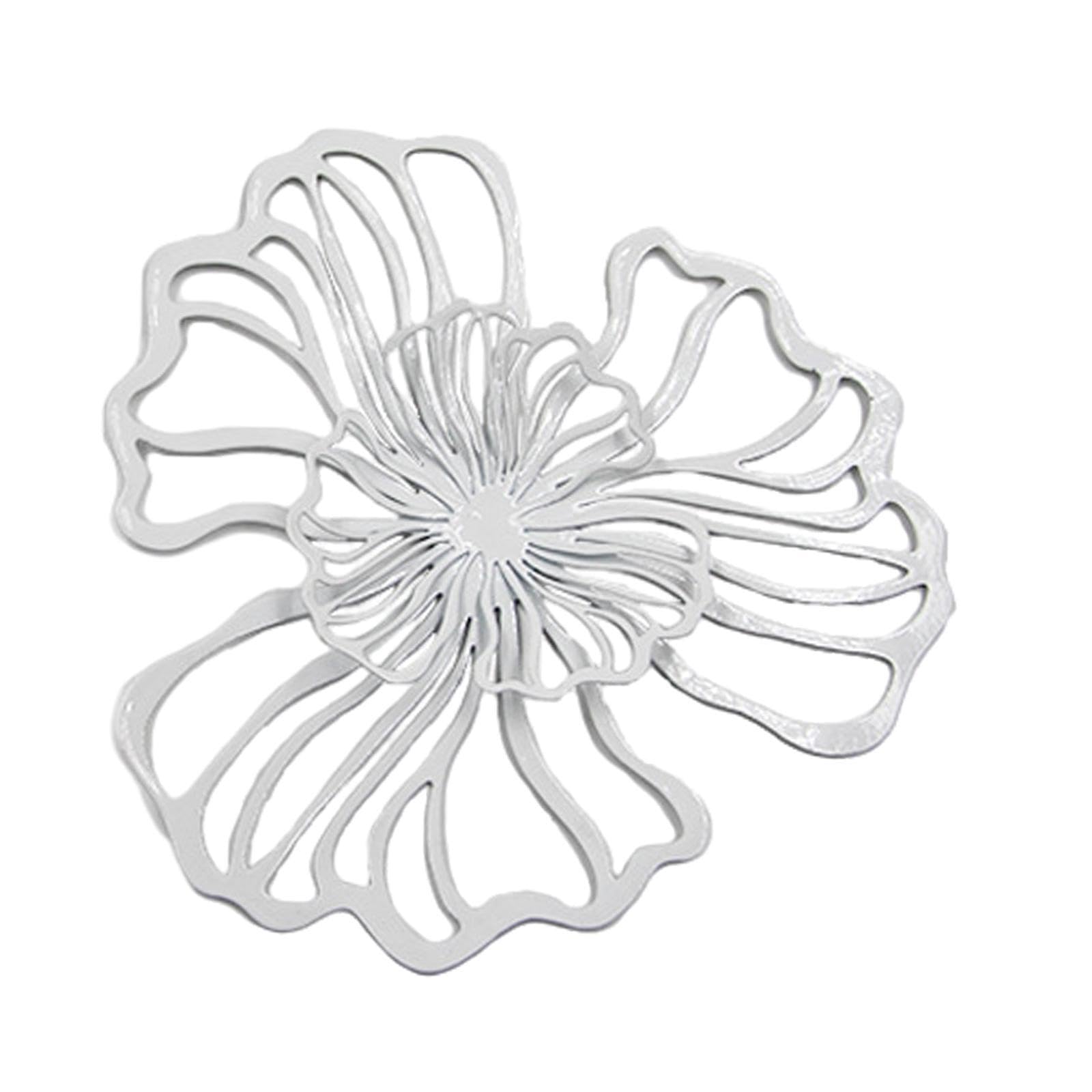 CYDZSRA Floral Wall Art Decor Stylish Iron Wall Sculpture Beautifully Crafted Decoration Home Office Environment Floral Hanging Decor Home Office Hotel, White, L