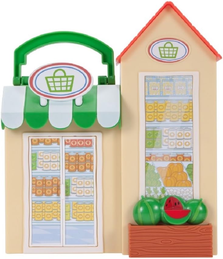 Peppa Pig Little Grocery Store Playset, 3 Pieces - Includes Foldable Grocery Store Case, Peppa Figure & Shopping Cart - Toy Gift for Kids - Ages 2+