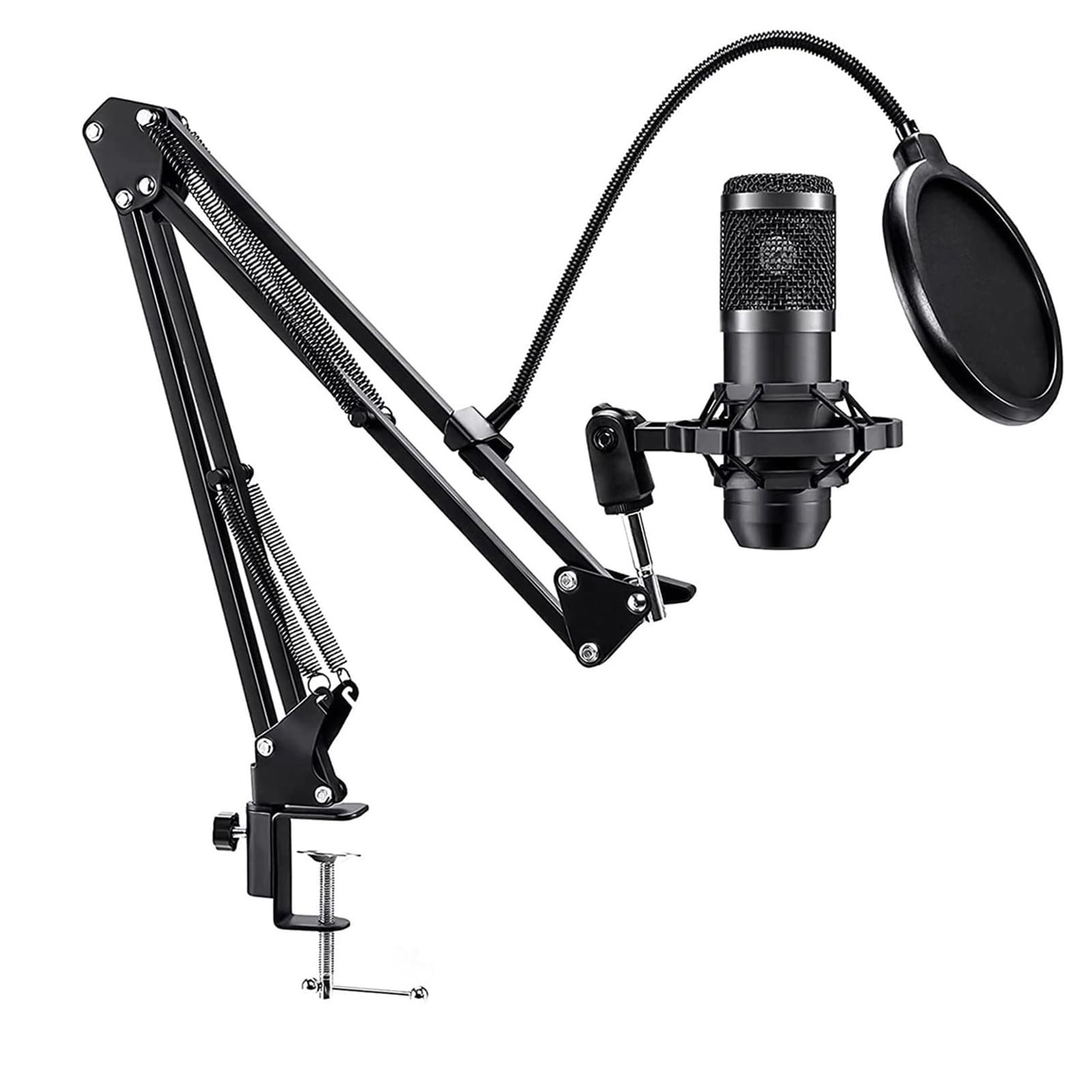 Streamer, Podcaster, Gamer mit Interface, Soundboard, Kondensatormikrofon, Galgenarm, Kabeln für Live-Streaming, Singen, Aufnehmen, Spielen auf PC/Smartphone, Rauschunterdrückung, (Goldenes