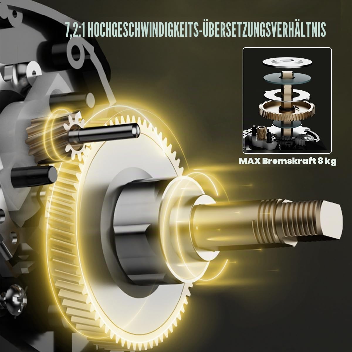 Angelrolle,Angelrollen,Leichte Baitcasting Angel Rolle,7,2:1 Hochgeschwindigkeits-Übersetzung Baitcasting-Rolle,MAX Bremskraft 8KG für Salzwasser und Süßwasser