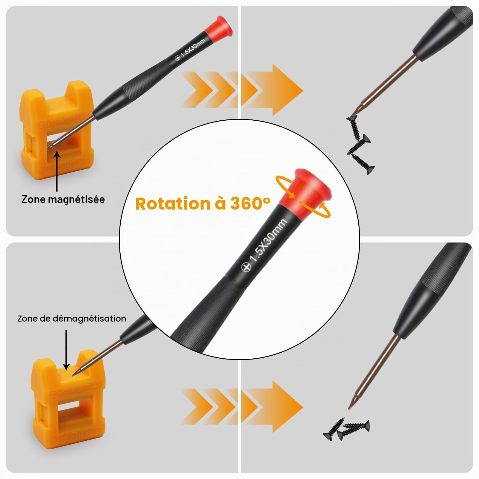 DTD Kit d'outils de réparation 30 en 1 pour téléphone portable, tournevis de précision pour smartphone, tablette, montre, lunettes, PS4, Switch