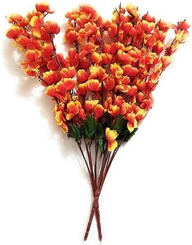 Artificial Flower Board Japanese Cherry Blossom 7 Branched 57cm Orange