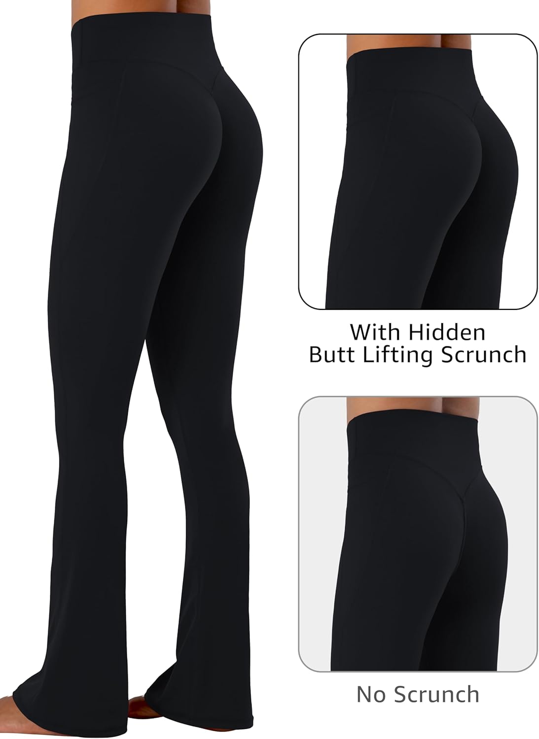 Sunzel Hidden Butt Lifting Scrunch Flare Leggings for Women with Pockets No Front Seam Tummy Control Mini Flared Yoga Pants - Image 4