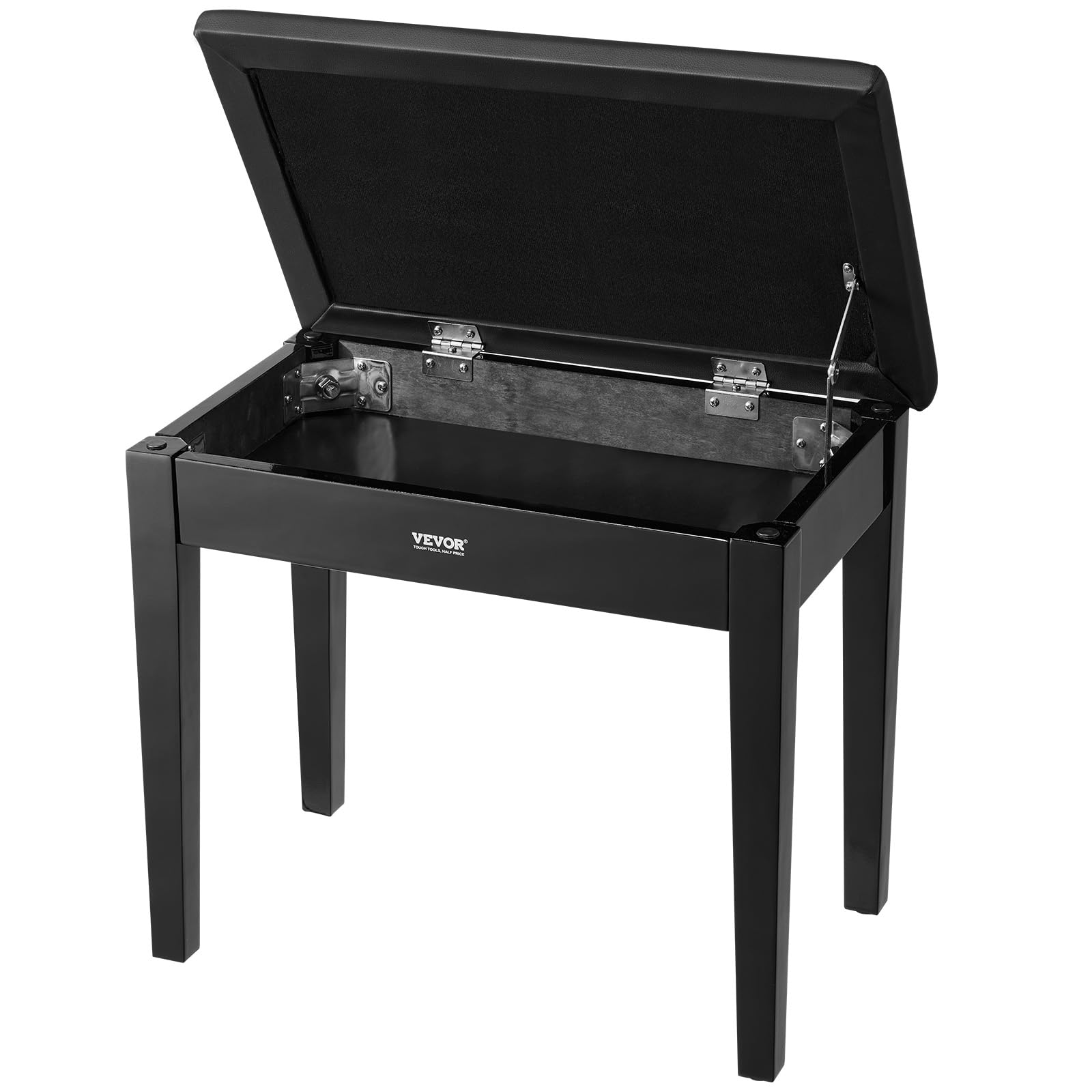 VEVOR Banco de Piano 560 x 350 x 485 mm Silla de Piano con Cojín Acolchado de Alta Densidad Almacenamiento para Libros de Música Taburete de Madera para Piano para Tocador, Sala de Estar, Dormitorio