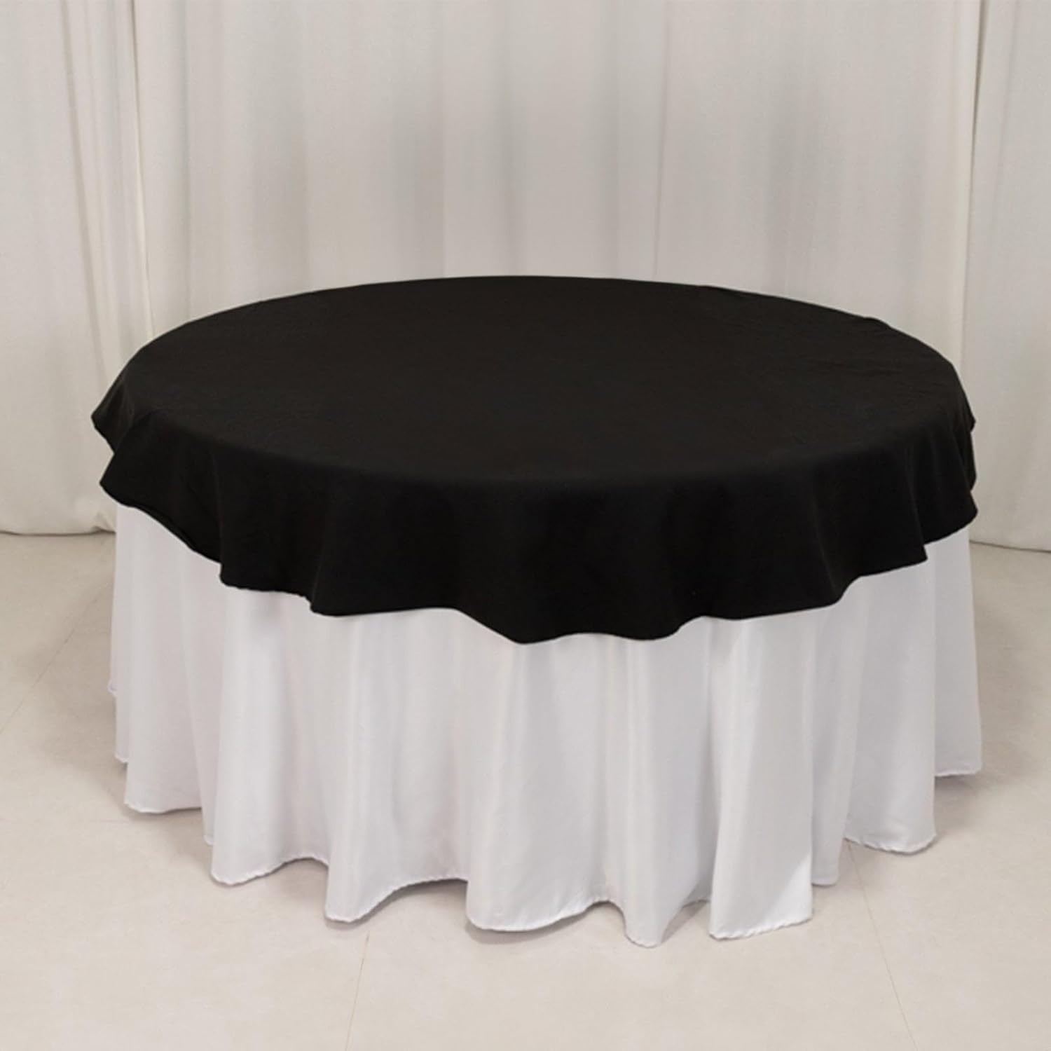 Efavormart Black Seamless Cotton Blend Round Tablecloth - 70"