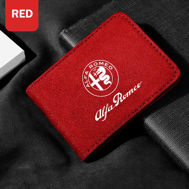 Leather Car Document Holder for Alfa Romeo Spider, Blocking ID Card Organizer, Driver License Wallet, Driver License Holder Leather, Auto Card Wallet, Car Accessories,Red2