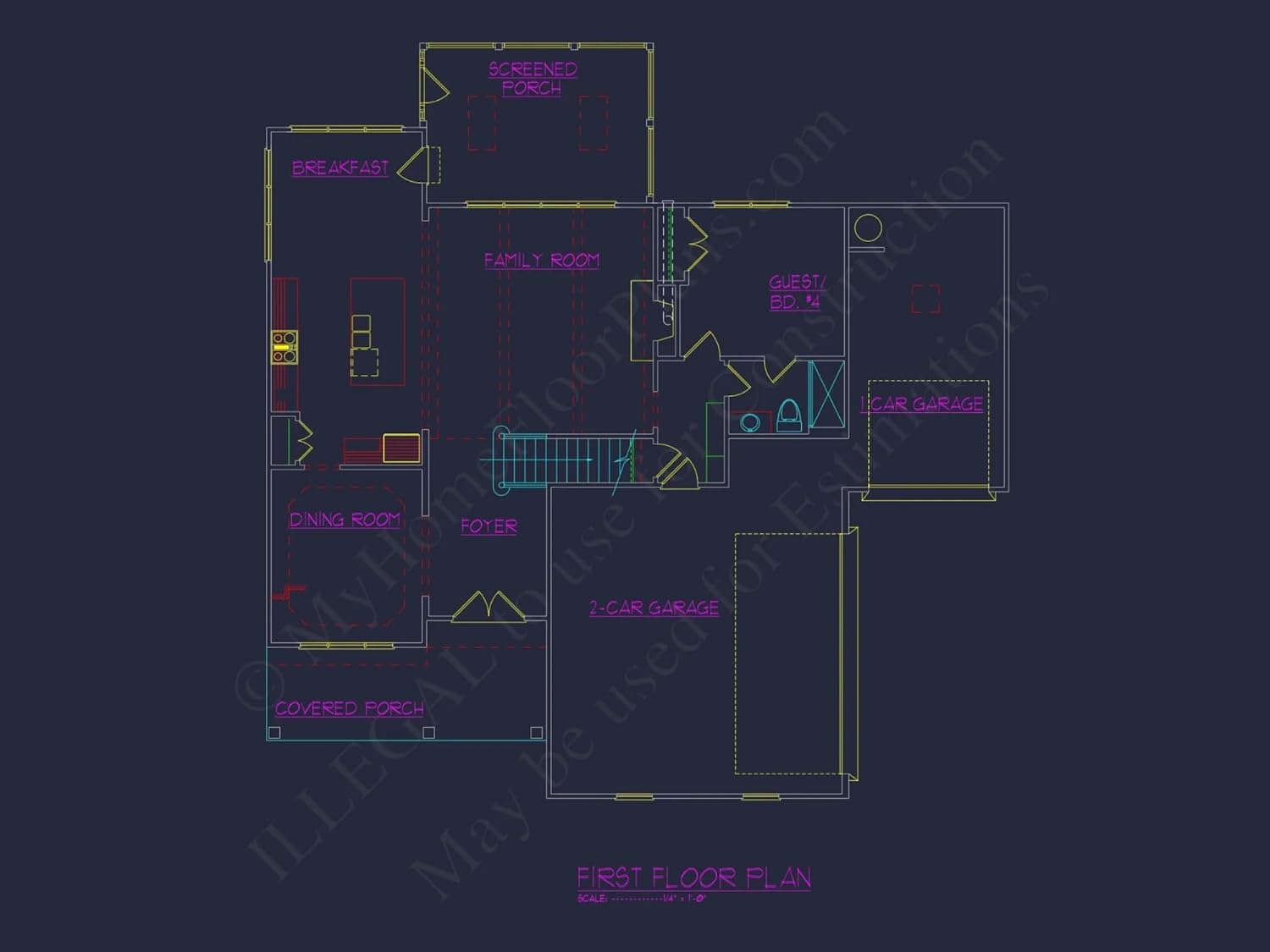 13-1892 HOUSE PLAN - Elegant House Plan with 2-Car Garage, Open Floor Plan & CAD Designs
