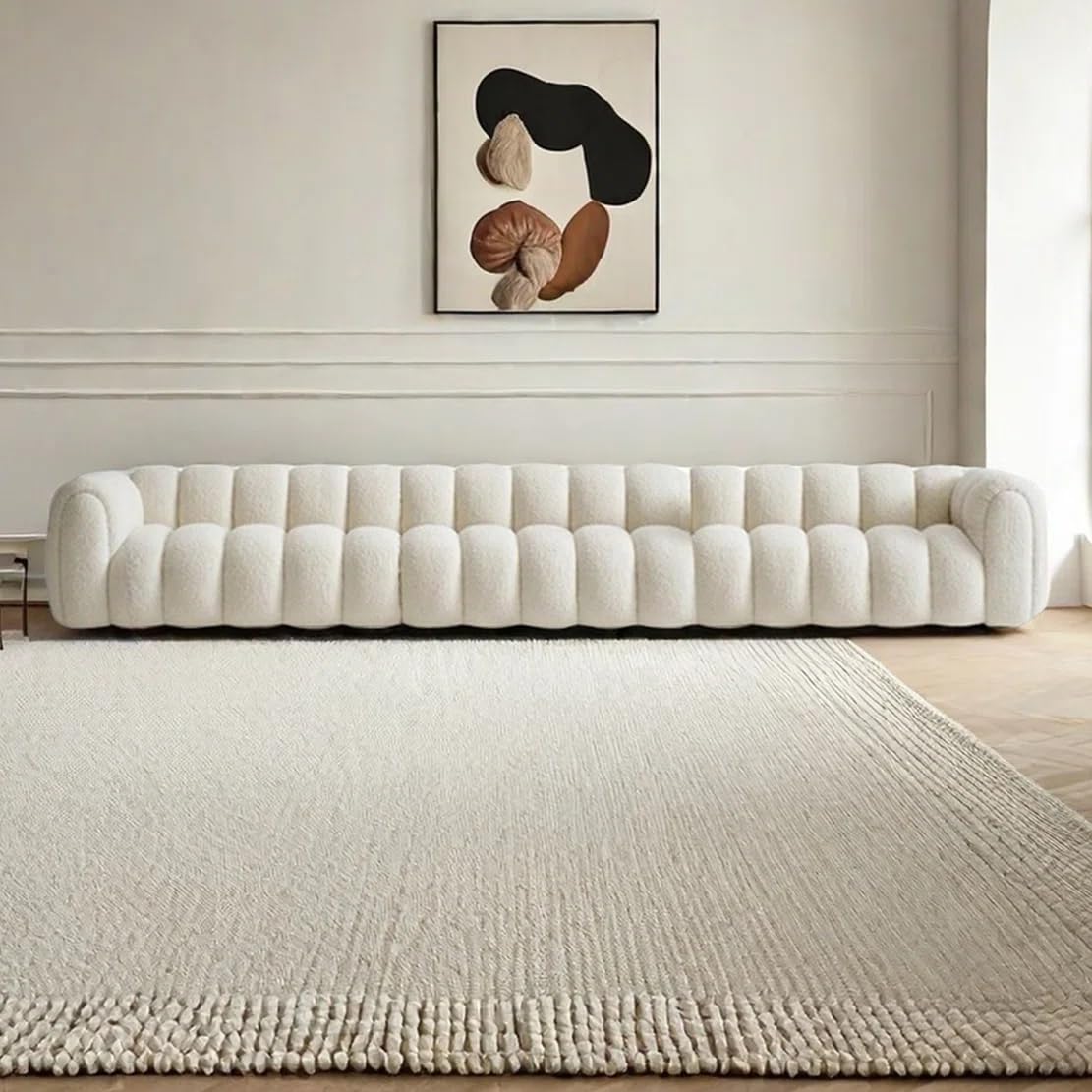 LEGACY OF COMFORT Curvy Minimalist Pumpkin Sofa – 6-Seater Upholstered Sofa for Living Room Ivory-image-11