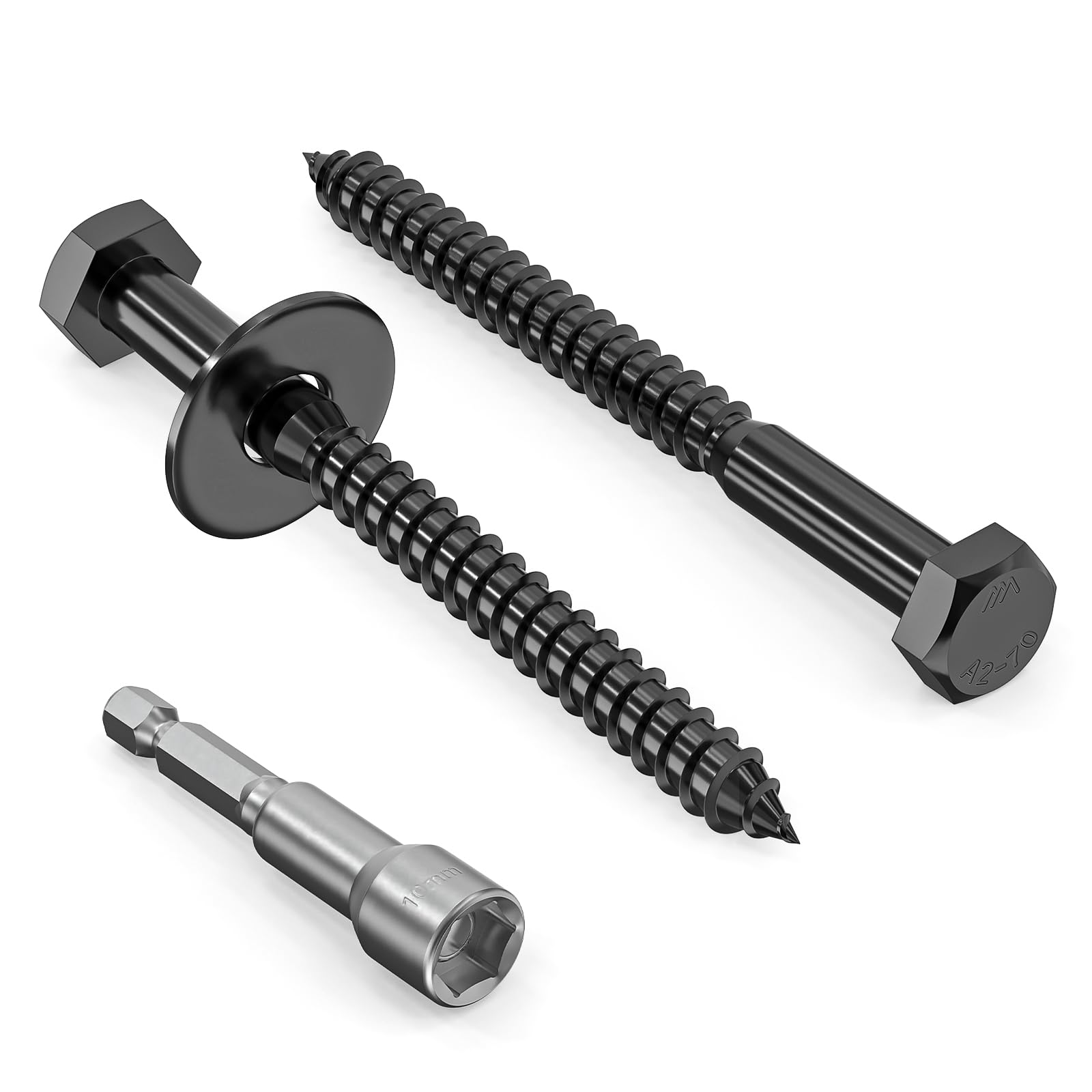 Valorada 20Pcs M6 x 65mm Coach Screws, Heavy Duty Lag Bolts 304 Stainless Steel, Black Wood Screws