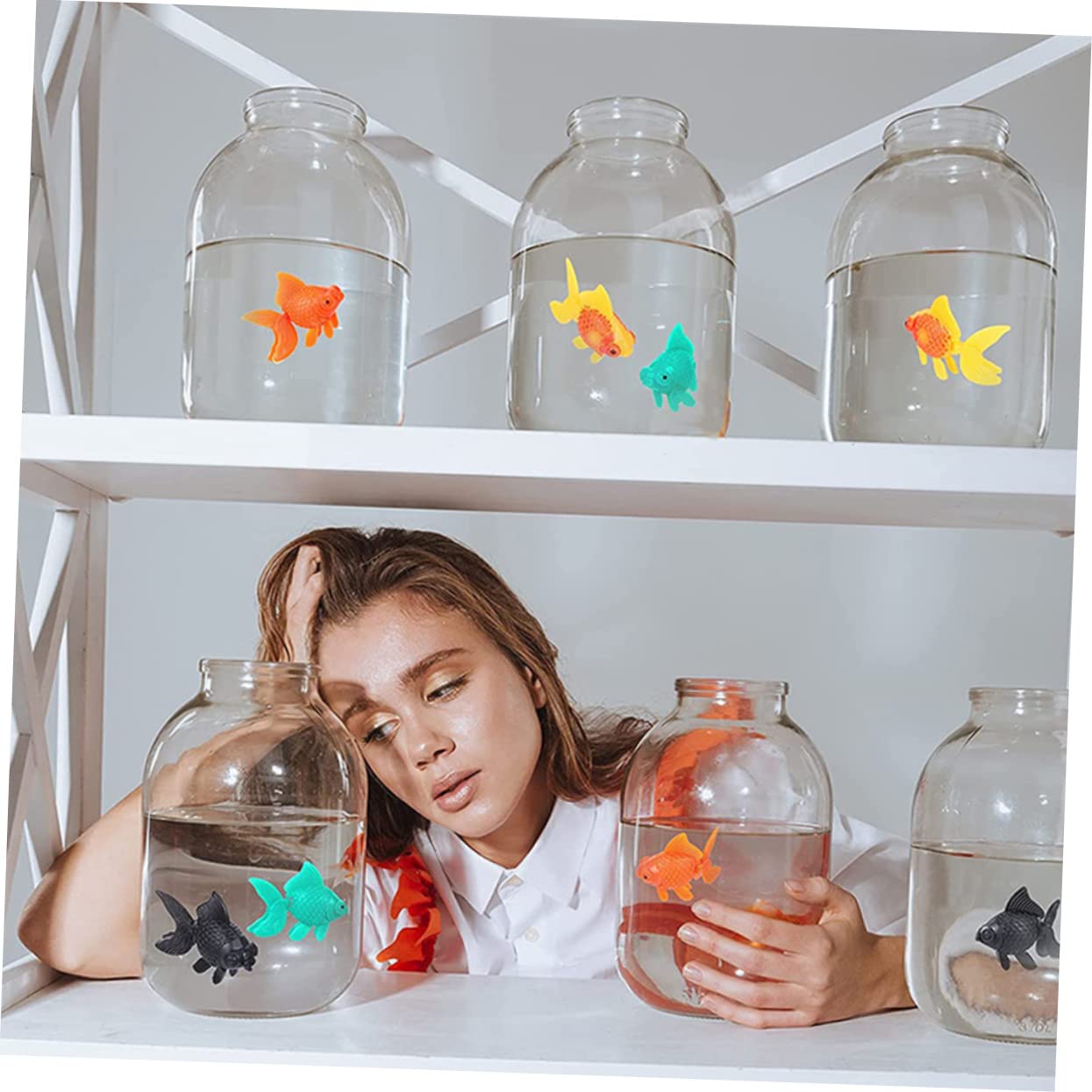 POPETPOP 4 Juegos Bonita Decoración De Acuario De Juguete Decoraciones De Peceras Accesorios para Peceras Pestañas De Raíz para Plantas De Acuario Figura De El Plastico 35 Uds * 4