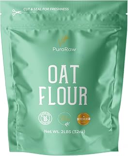 PuroRaw Oat Flour, 2lbs, Gluten Free Oat Flour for Baking, Oat Flour Gluten Free, Oatmeal Flour, Oat Powder, Whole Oats Flour, All Natural, Non-GMO, Batch Tested, Product of Canada, 2 Pounds