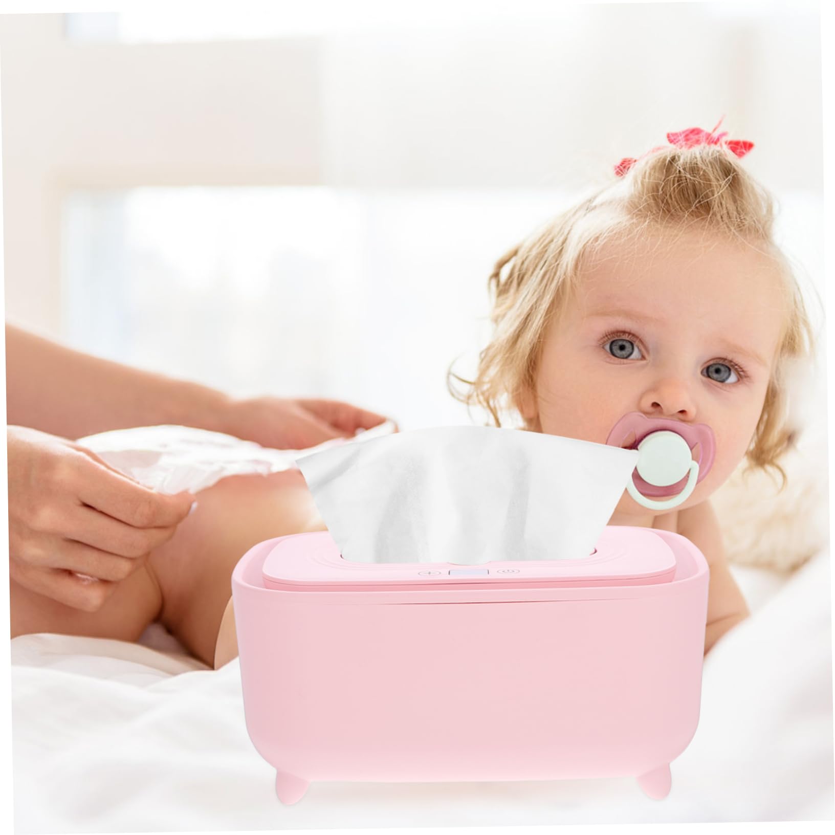 Kisangel 2 Pièces Boîte de Tissus Chaude Intelligente tu hygiène Simplement Plus Chaud lingettes essuyer Le réchauffement pour Les bébés Chauffe-Tissus humides PP Rose