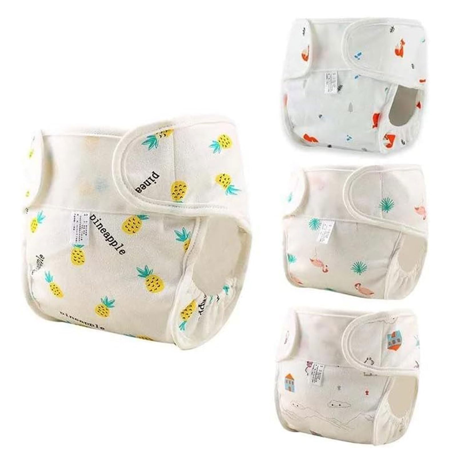JIZHI 4 Pcs Reborn Baby Doll Diapers Reusable for 17-24 Inch Babydolls, Dolls Underwear Washable Dolls Diapers with Cute Patterns for Lifelike Reborn Baby Doll Accessories