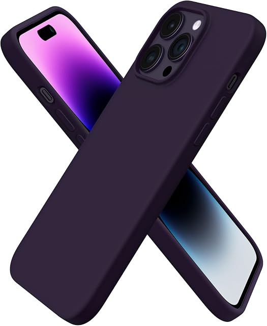 ORNARTO Compatible with iPhone 14 Pro Max Cases 6.7", Slim Liquid Silicone 3 Layers Full Covered Soft Gel Rubber Case Cover 6.7 inch-Elderberry