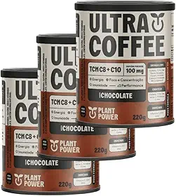 3 Latas de Ultracoffee sabor Chocolate Plant Power 220g