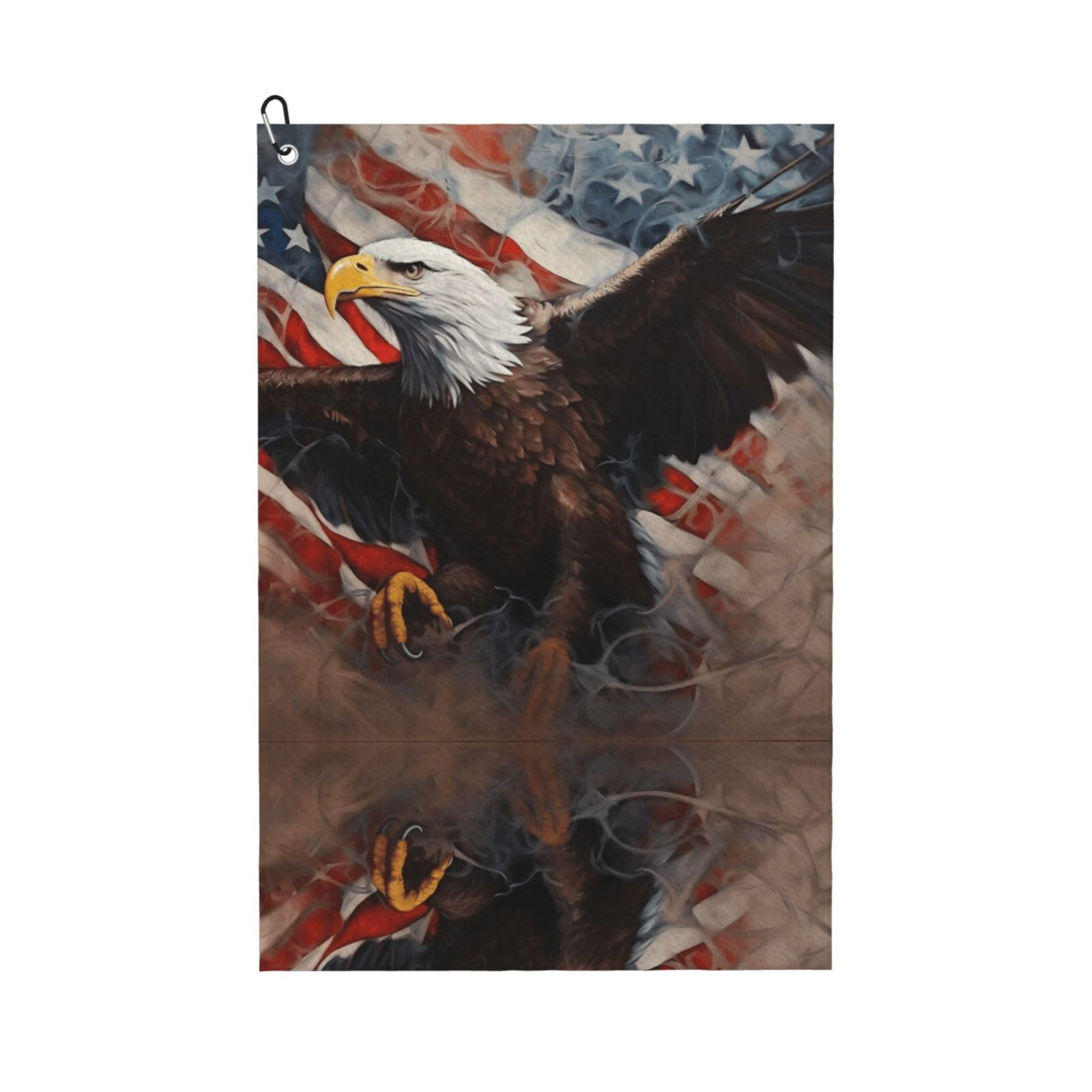 peiyeety Retro American Flag Bald Eagle Microfiber Golf Towel with Carabiner Clip, 16x24 Inch Absorbent Waffle Weave Towel for Golf Bags