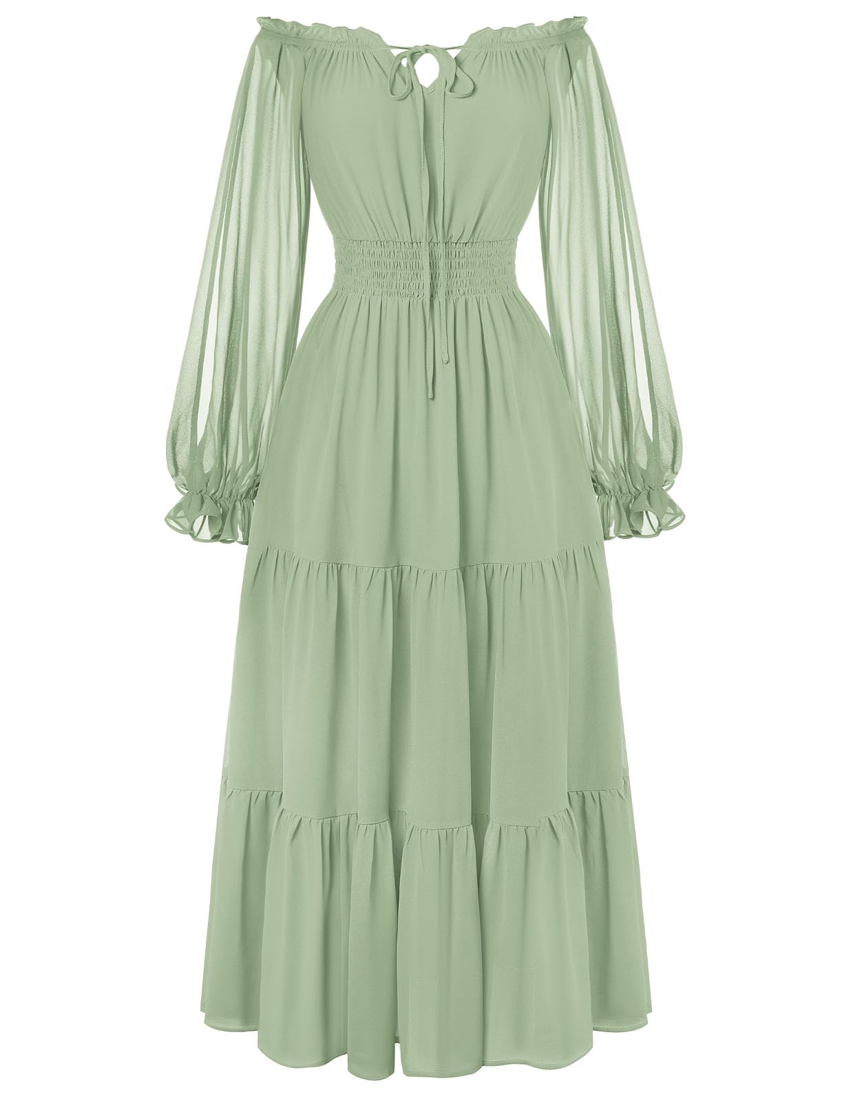 Scarlet Darkness Women Renaissance Off Shoulder Split Sleeve Smocked Waist Tiered Maxi Dress