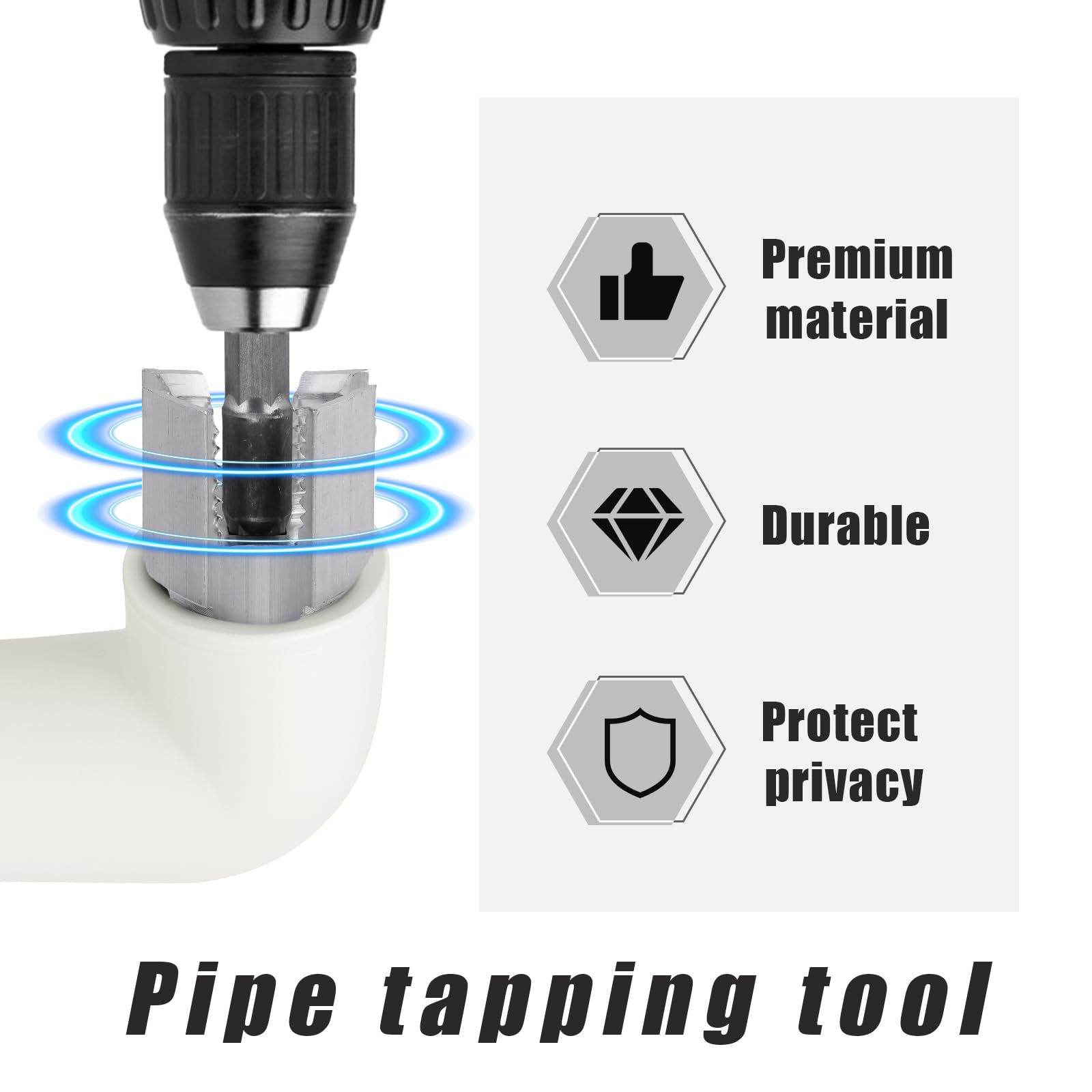 BOXOB Kit Filettatore per Tubi in PVC 2 in 1, Utensile Integrato Filettatura Interna ed Esterna Tubi da 1/2" Trapano Elettrico Fresa Acciaio Tungsteno per Riparazioni Domestiche