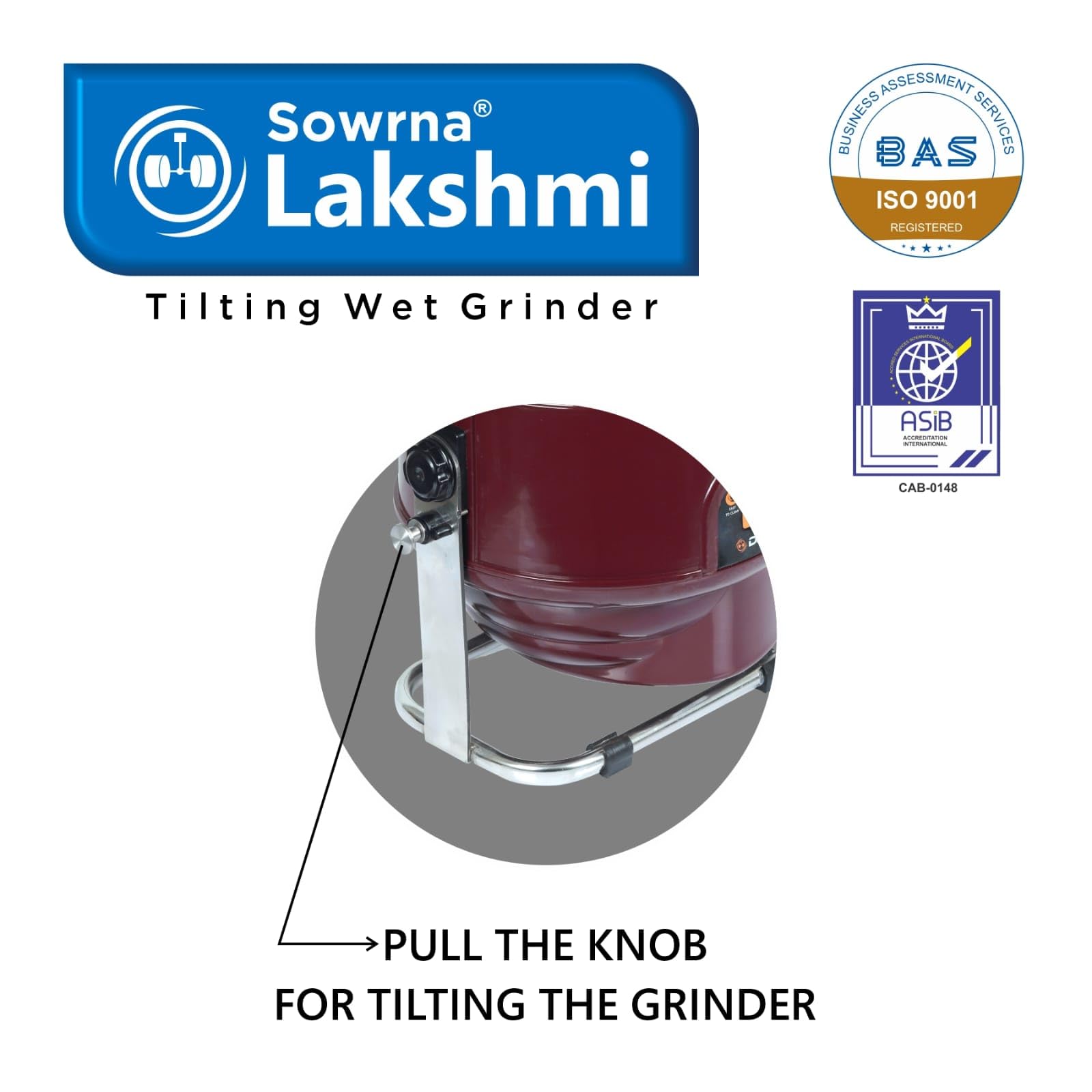 Sowrna Lakshmi Cherry Tilting Wet Grinder - Premium Quality -7