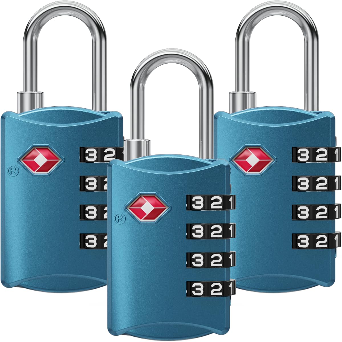 Novlock Blue Tsa Approved Luggage Locks – Suitcase Padlock With 4-Digit Security – Tsa Travel Padlocks For Suitcases, Backpacks, Cases, Bags – 2-Pack,