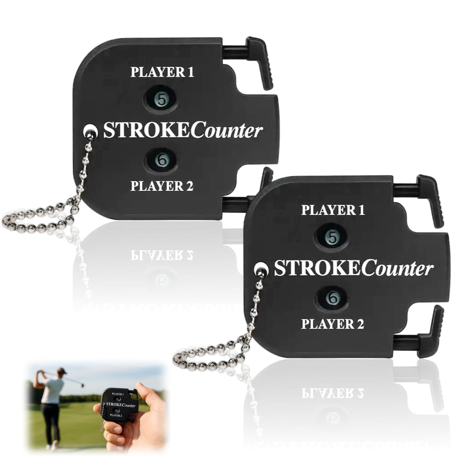 Contador de Puntuación de Golf Práctico para 2 Jugadores Portátil con Cadena