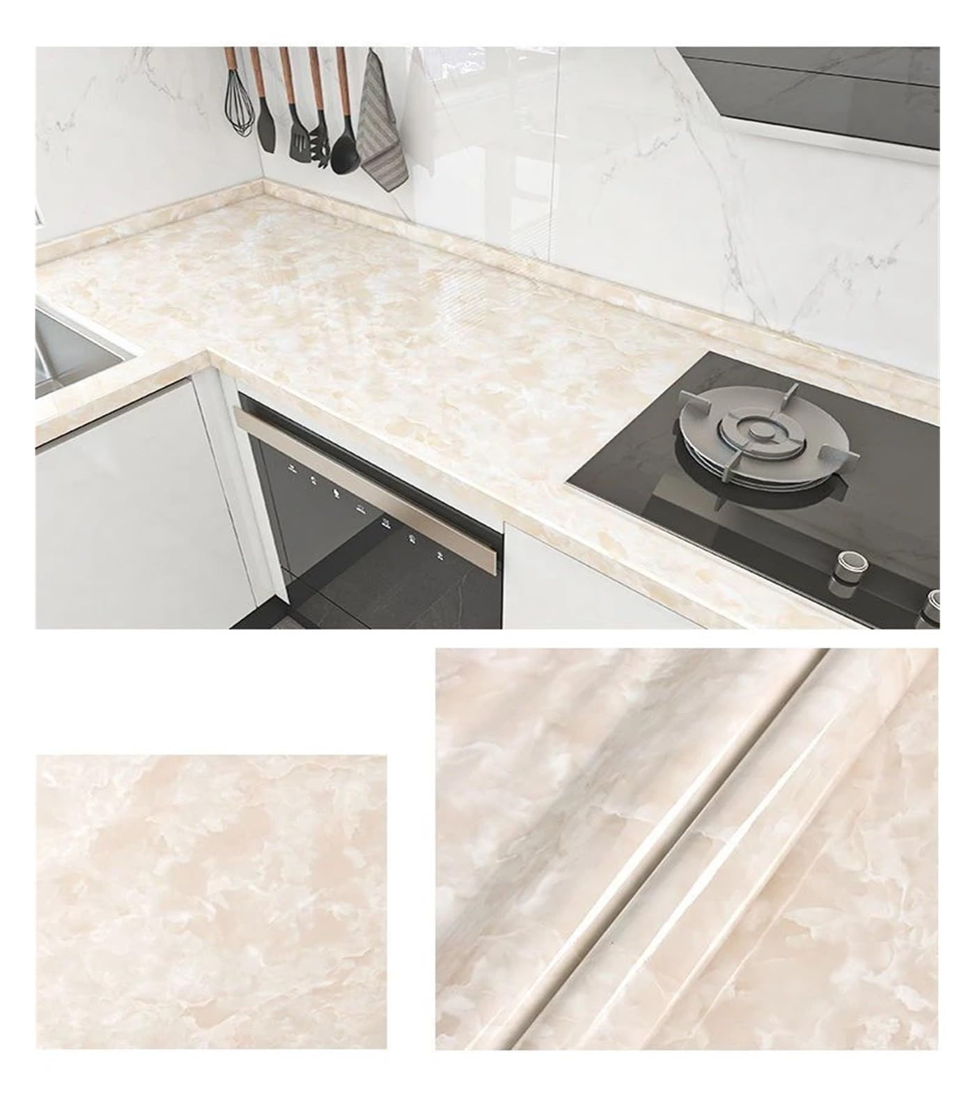 Aywtiun F-25 Oil Proof Waterproof Contact Paper Marble Self Adhesive Wallpaper For Kitchen Wall Stickers Waterproof Oil Proof Peel And Stick For Kitchen Worktop Fridge Splashback(,20M X 60Cm)