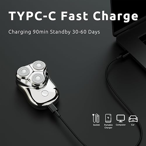 Miniatura 5 de Mini afeitadora eléctrica, maquinilla de afeitar eléctrica para hombres, cabezal de afeitado magnético flotante 3D, maquinilla de afeitar portátil