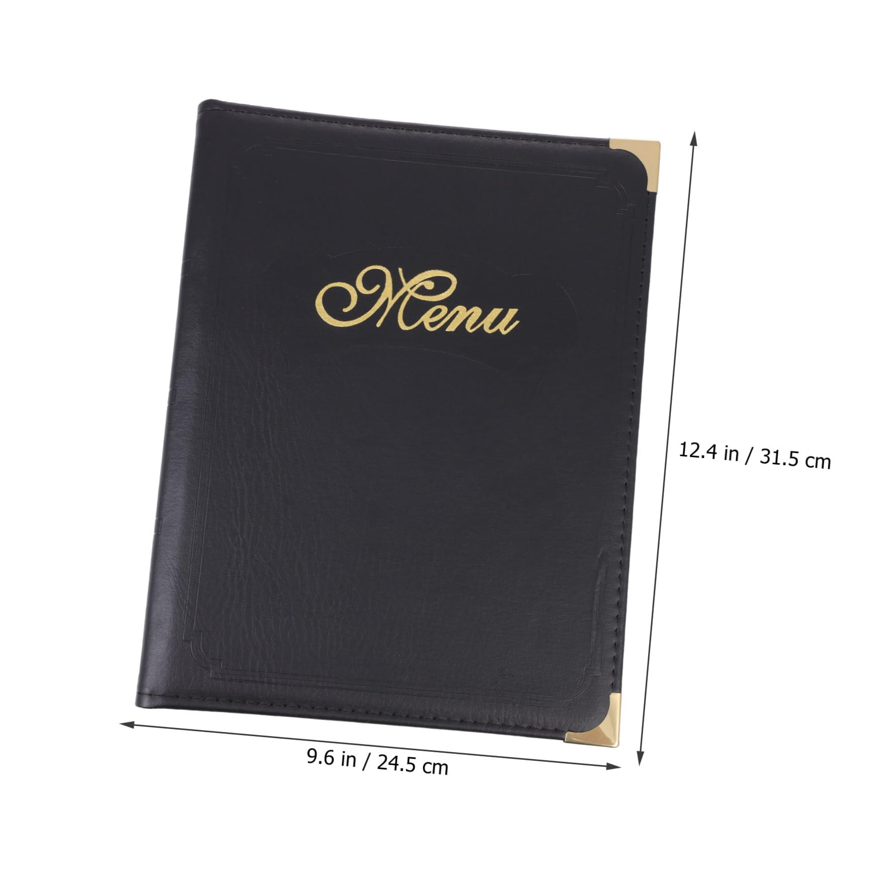 GALPADA Cartella Porta Menù in Pelle A4 Copertina Nera, Portamenù Resistente Pagine Interne Trasparenti e Angoli Metallici Decorativi, Cartella Menu Per Uso Ristorante, Bar e Casa