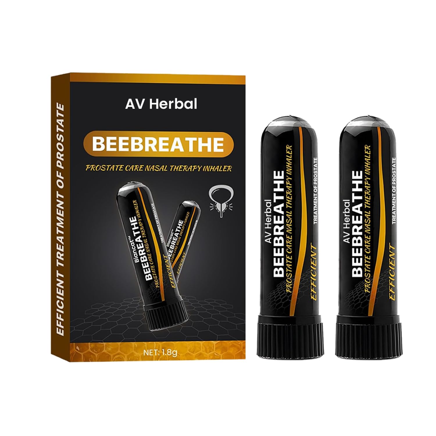 AV Herbal International BeeBreathe | Prostate Care Nasal Therapy Inhaler | Supports Urinary Function, Immunity, Energy & Prostate Health | Natural Support for Men's Vitality(Pack of 2)