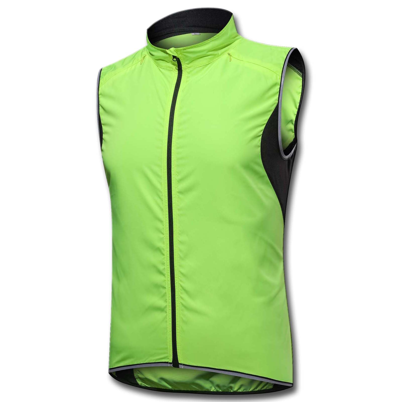 Męska kamizelka rowerowa Odblaskowa bezrękawnik do biegania Wiatroszczelna, przeciwdeszczowa Rowerowa kamizelka bez rękawów Kolarstwo MTB Kamizelka odblaskowa do uprawiania sportów,Green-S