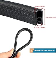 Vista 2 de Protector de borde de goma de 10 pies/3 m, protector de borde de puerta sin adhesivo, tira de sello de borde en forma de U con clips de metal