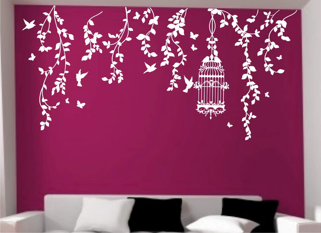 Heaven Decors Vine with Bird Cage White Wall Sticker Size(123 x 59) Cm (B07F1Q2JS5) Amazon Price History, Amazon Price Tracker