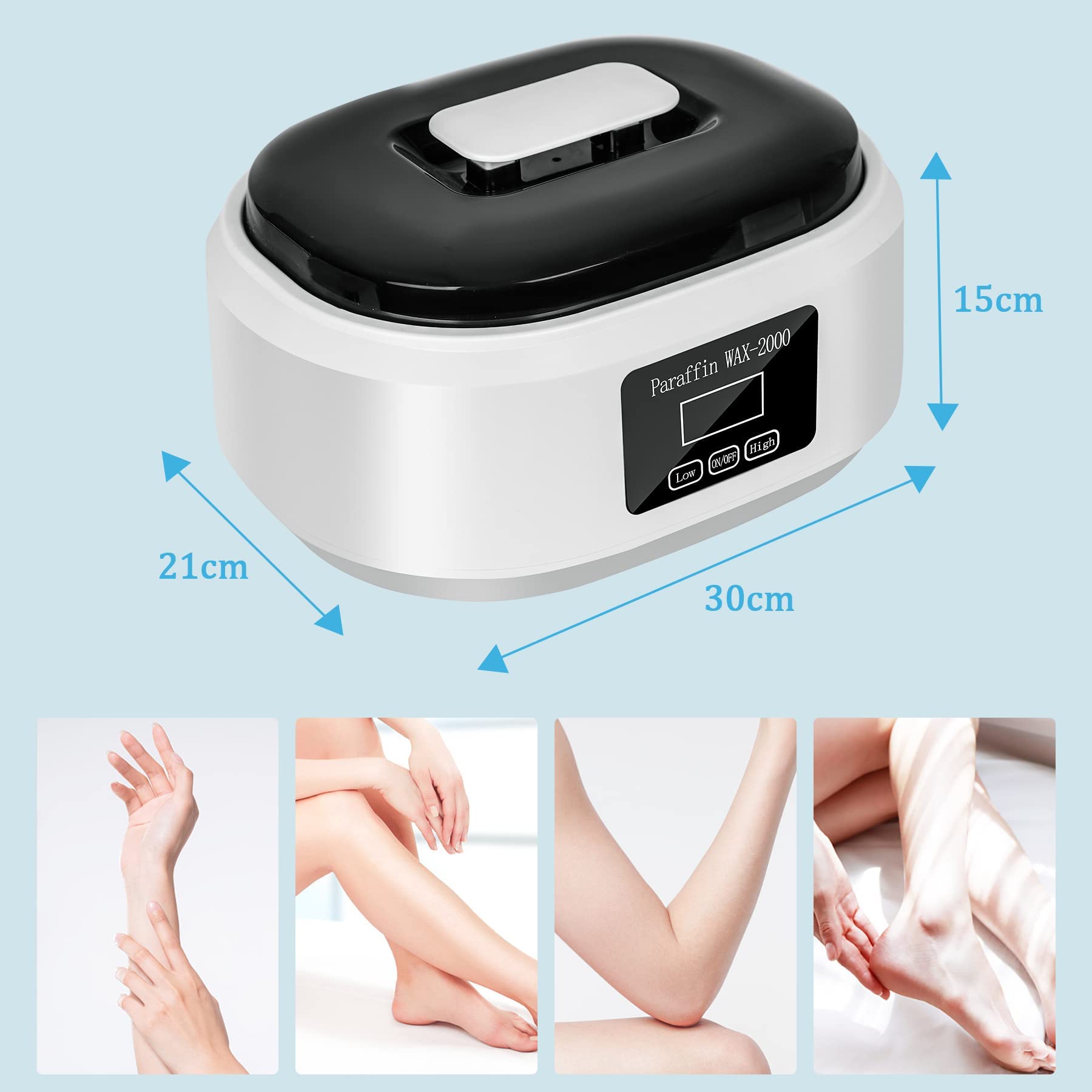 Baño de parafina para manos y pies, 3400 ml Calentador de parafina para piel seca y áspera, maquina parafina con 900 g de cera de parafina y accesorios, Gran regalo de spa - Blanco
