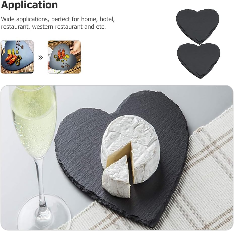 CALLARON 2 Pack Heart Shaped Stone Serving Boards, Natural Stone Boards
