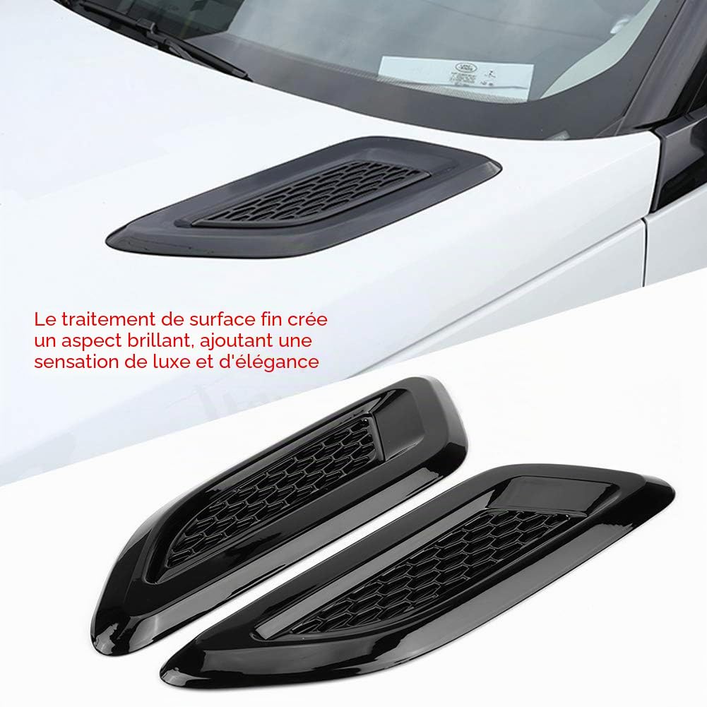 Garniture d'aile de Sortie d'aération pour Capot extérieur Qiilu pour 2012-2018(Noir)