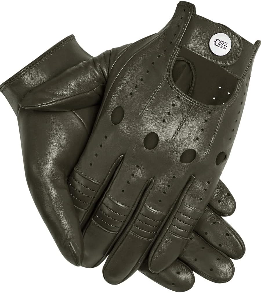 GSG Men Geniune Leather Gloves Sheepskin Black Driving Cycling Touchscreen Motorcycle Unlined Gloves