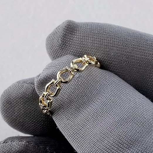 馬蹄 18K 金 ゴールド リング 指輪 シンプル おしゃれ チェーン 馬の蹄 ひづめ 蹄鉄 - 画像 (5)