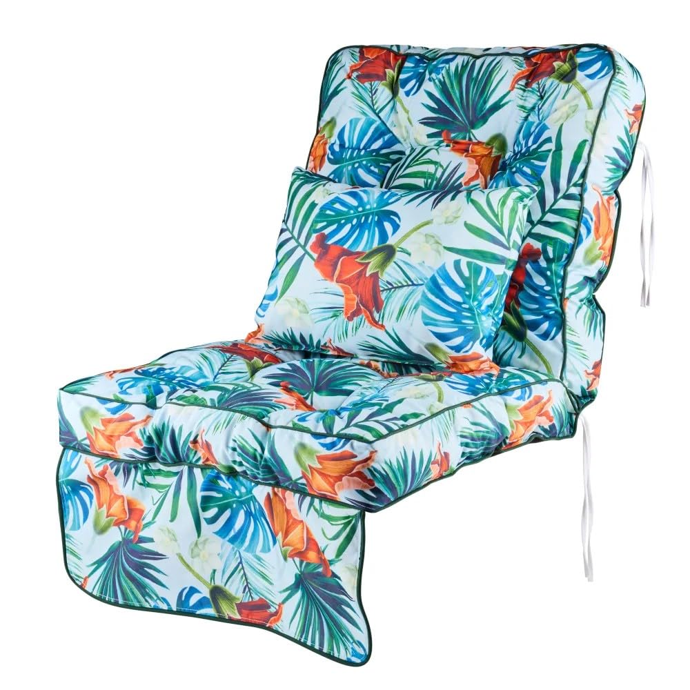 Alfresia Swing Seat Cushion - Replacement Garden Swing Seat Cushion, Classic Style, Matching Scatter Cushion Included, Tightly Packed Crumble Foam, Use Swing Seat (Blue Tropical)