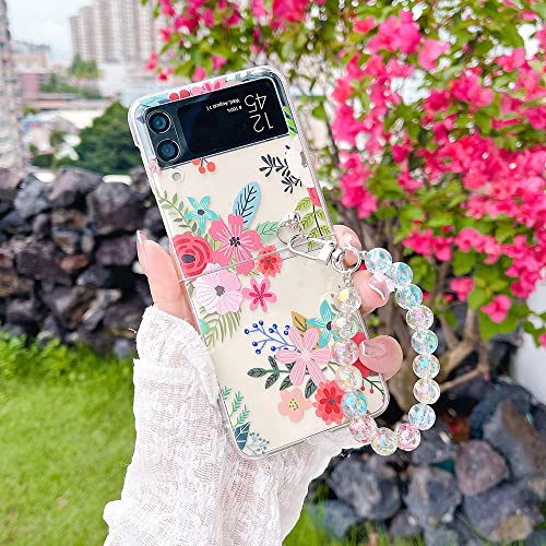 Coque Samsung ZFlip 4 antichoc transparente rigide PC accessoire floral Galaxy Z Flip 3