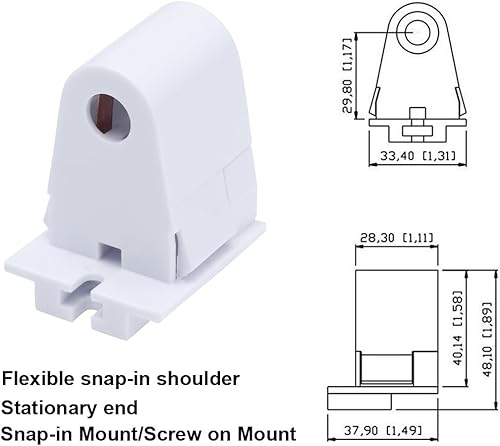 Miniatura 2 de 10 pares de conectores de base de lápida con T8 de un solo pin FA8 de 8 pies de bombilla LED de repuesto de émbolo fluorescente