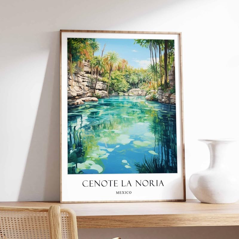 4 Cenote La Noria Poster Mexico Poster Vintage Travel Art Yucatan Peninsula Poster Natural Wonde Poster A5 - Wall Art Home Decor Movie Poster Canvas Film Cinema Retro Vintage Cult Classic Nostargic S