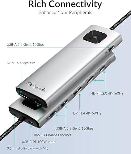 Miniatura 6 de GiGimundo LK10 USB3.0 Displaylink Docking Station Dual 4K 60Hz para M1 M2 M3 MacBookPCportátil, adaptador DisplayLink portátil con 3 puertos USB3.2,