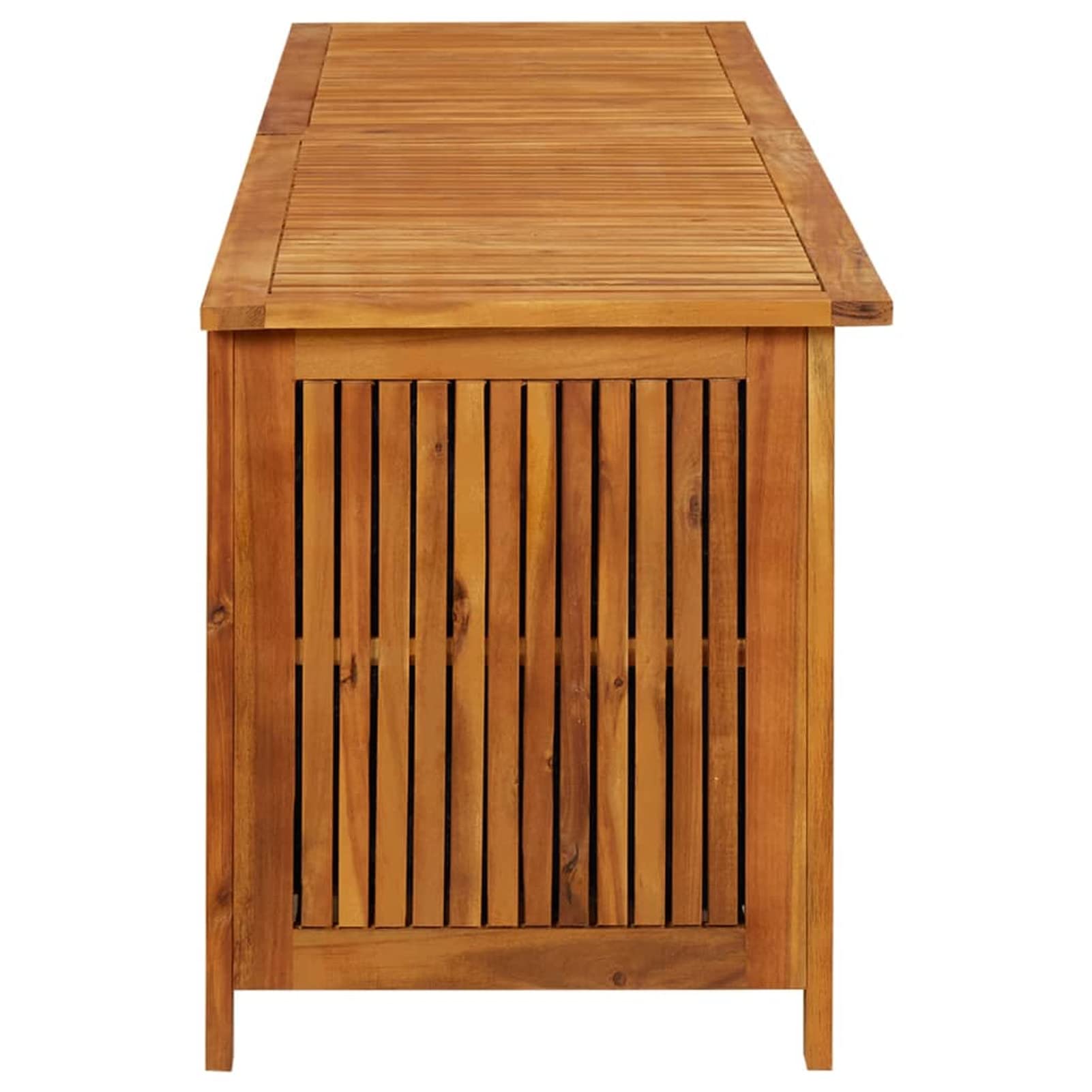 Gecheer Scatola portaoggetti da giardino in legno di acacia massiccio, 200 x 50 x 58 cm (larghezza x profondità x altezza), con 2 molle a gas