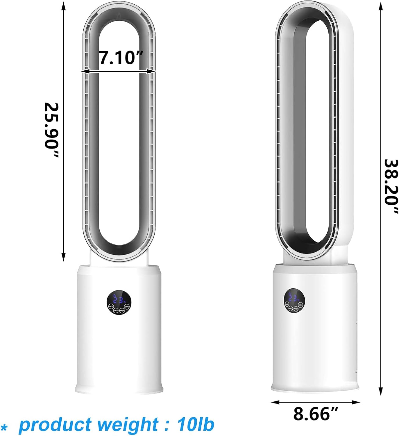 Dimensions of the advwin Bladeless Tower Fan