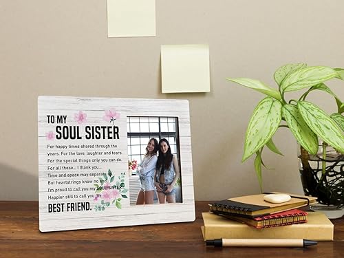 Miniatura 5 de HiLus Regalo para hermana del alma, regalo de marco de fotos de madera, regalo ideal para mejor amiga, gran regalo de marco de fotos, regalo rústico