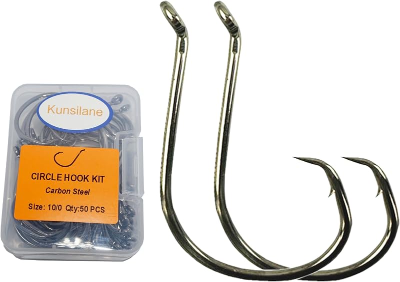 Catfishing Circle Hooks-Octopus Fishing Circle Hook for Catfish 50/100 Pack | Carbon Steel Offset Fish Hook for Catfish,Bass,Redfish,Tuna,Flathead,Saltwater,Freshwater,live cut bait Size 2#-14/0
