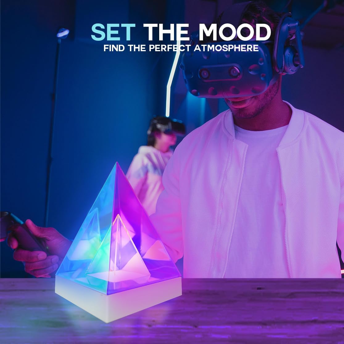 Lumoonosity Infinity Triangle Light - 3D Geometric USB Powered Infinity Lamp for Bedroom, Gaming Room - Non-Fragile, Eye Catching Table Lamp