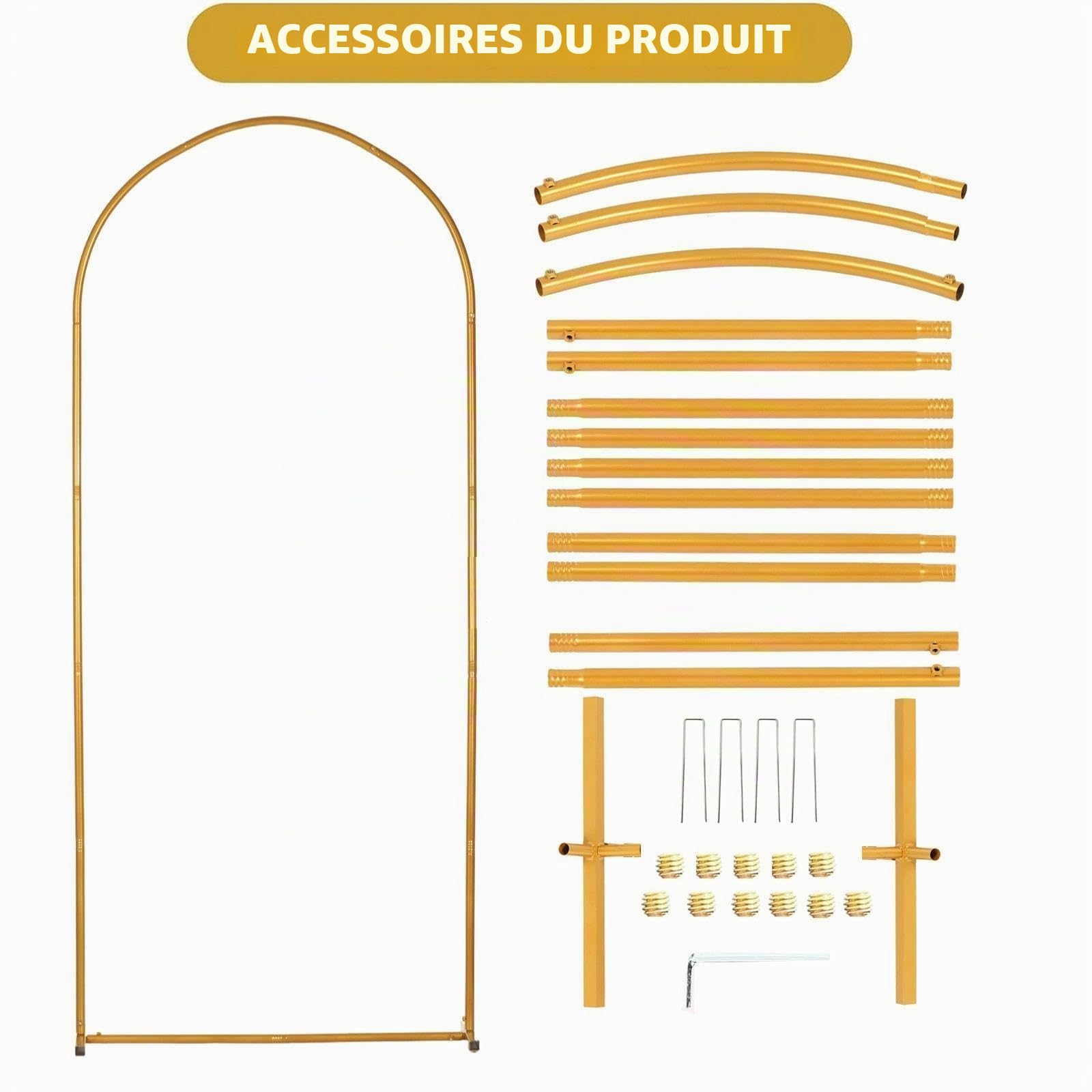 Support de fond pour arche de mariage de 1,8 m pour fêtes, arches de mariage pour cérémonie, arche de ballons, décoration de fête d'anniversaire, cadre de porte doré