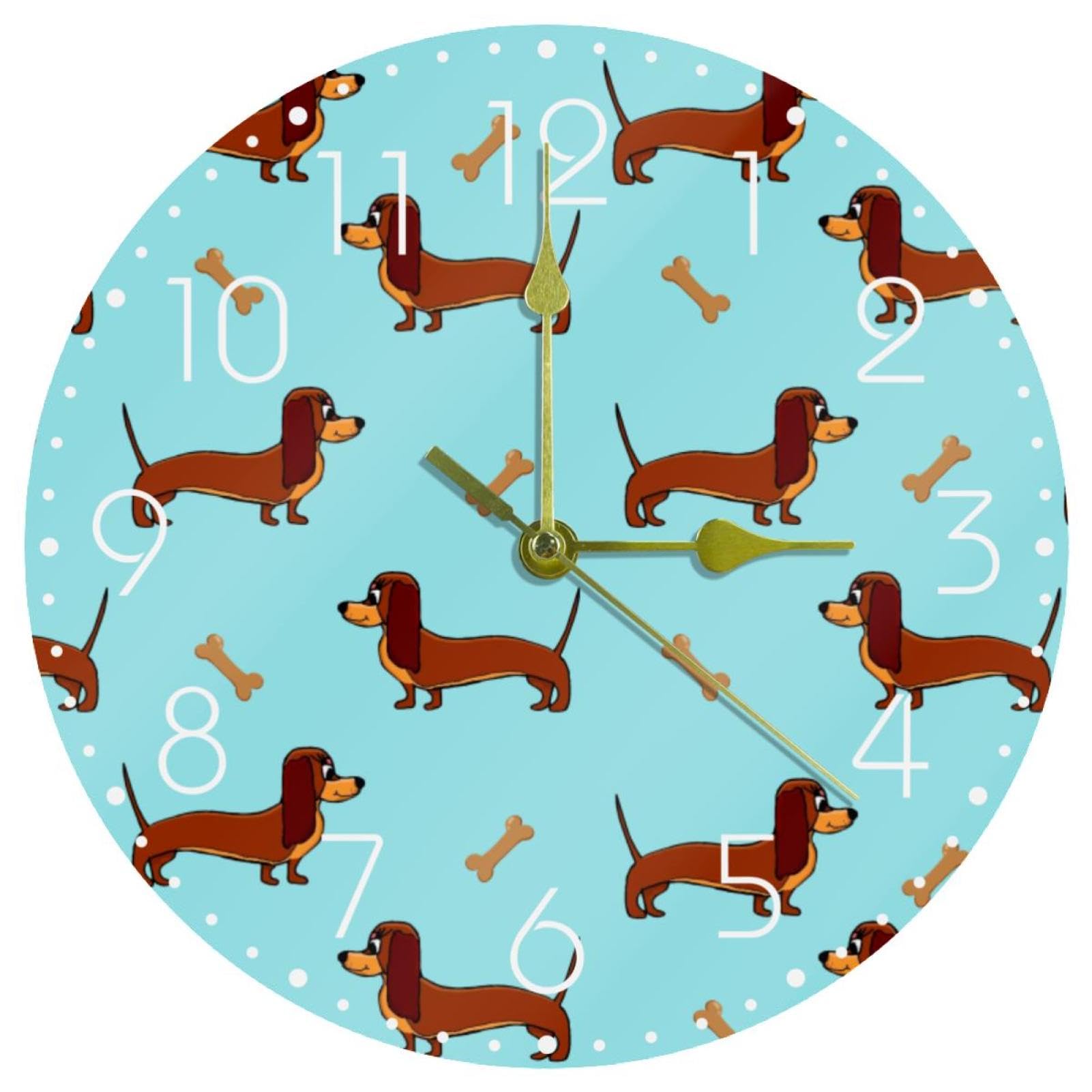 Horloge murale de 25,4 cm au design teckel pour salon élégant